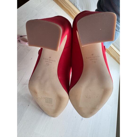 Kate Spade Red Suede Meredith Pointed-Toe Pumps Women’s Size 7 US - Picture 5 of 15